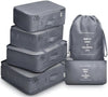 Light gray 6 piece set of luggage storage bags.