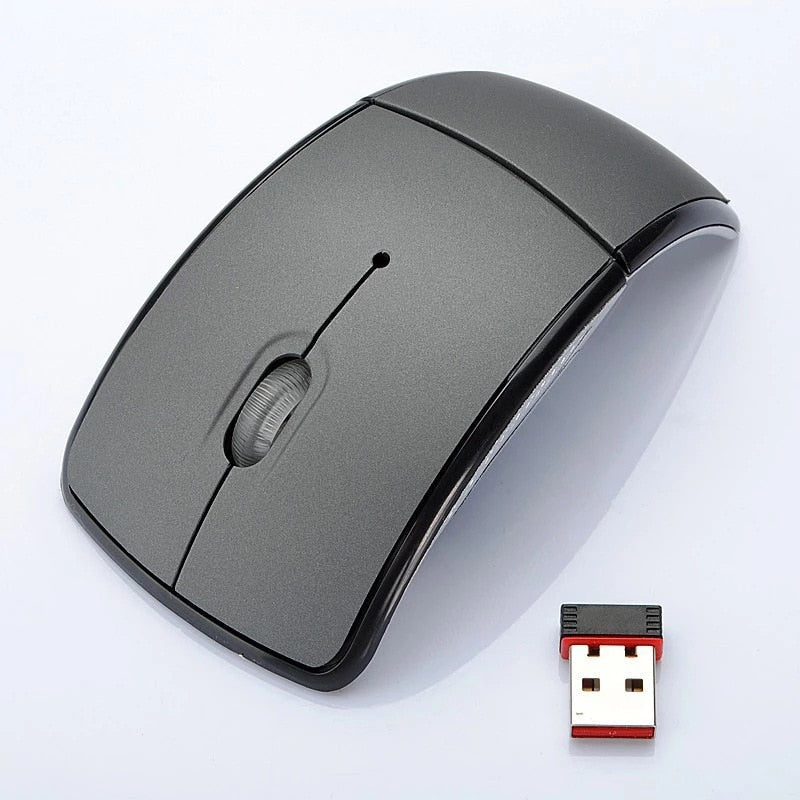 Gray Foldable and Portable Bluetooth Wireless Mouse.