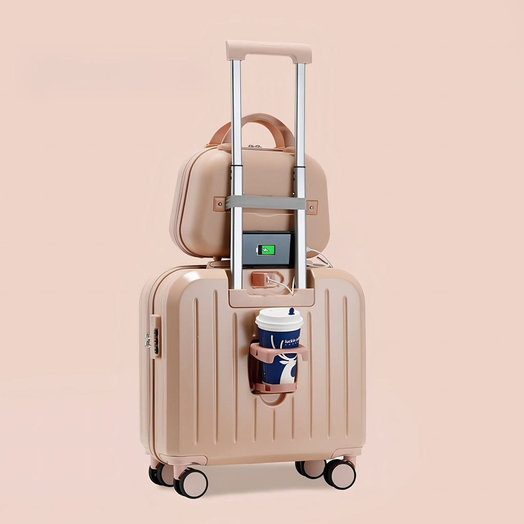 Pink Hardside Carry-On Rolling Luggage Set.