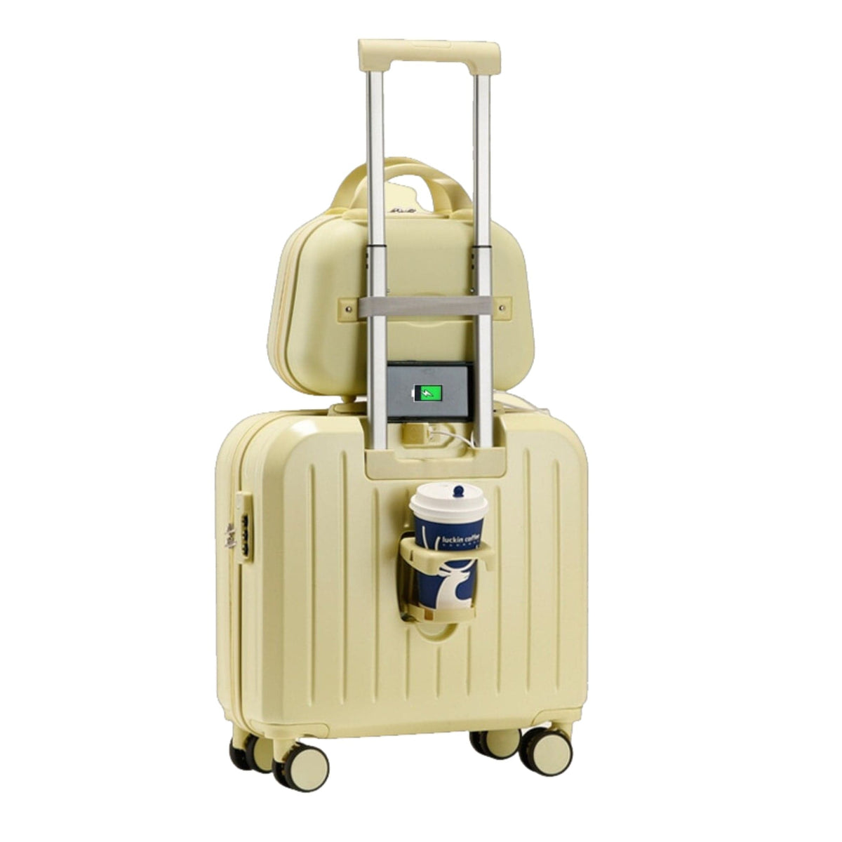 Yellow hardside peirced luggage
