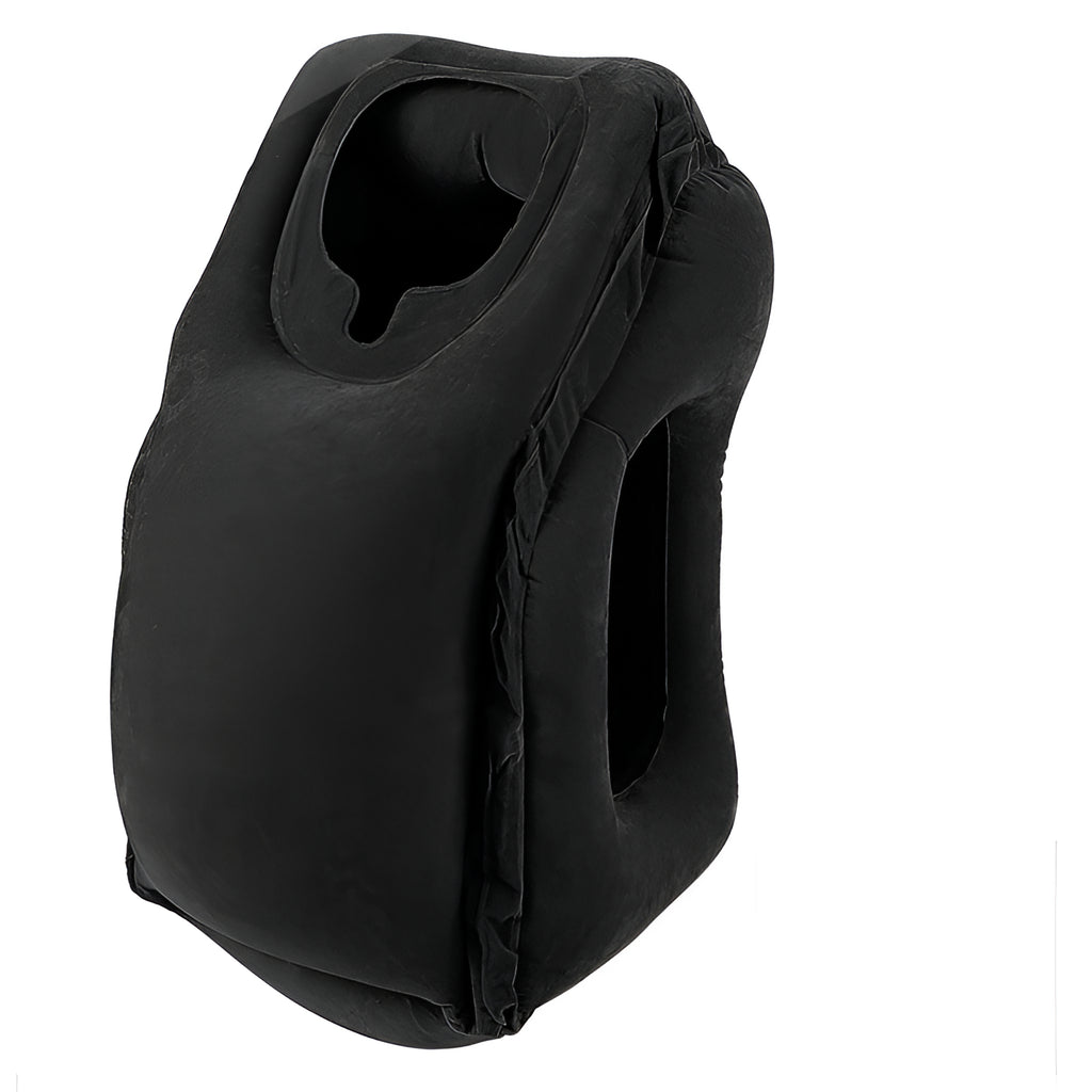 Black Inflatable Travel Headrest Pillow.