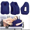 Blue Inflatable Travel Pillow Headrest.