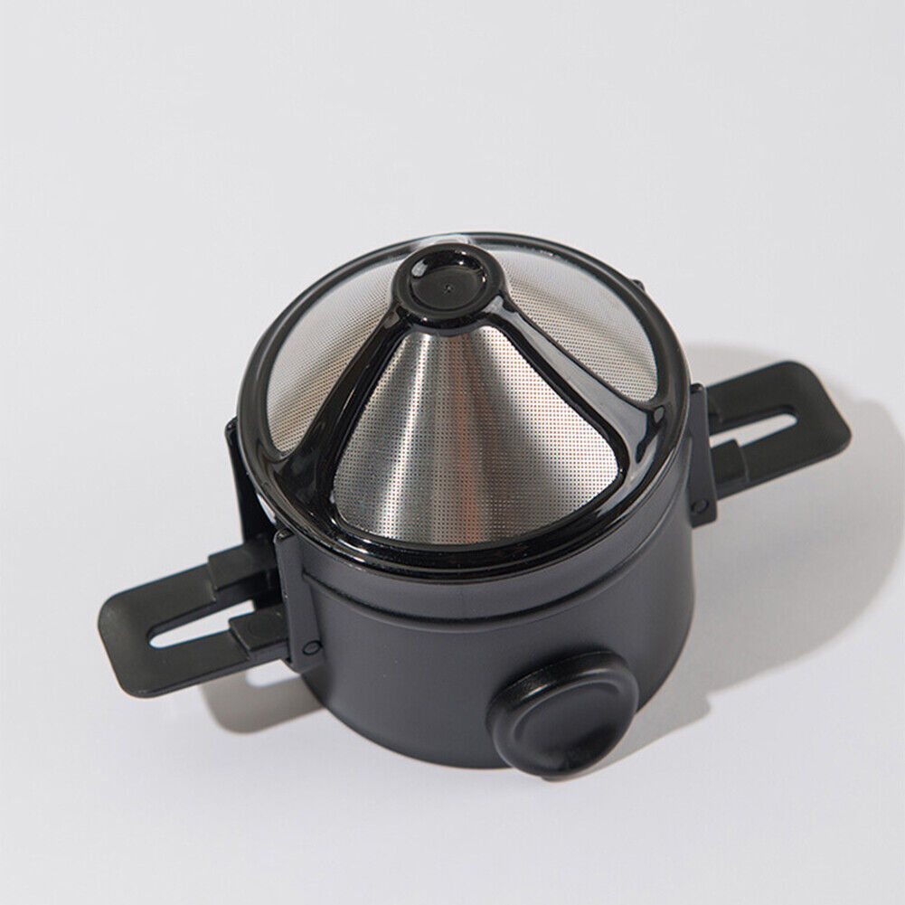 Top view: Black Portable Coffee Maker no coffee filters.