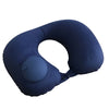 Blue Portable Press Inflatable Neck Pillow.