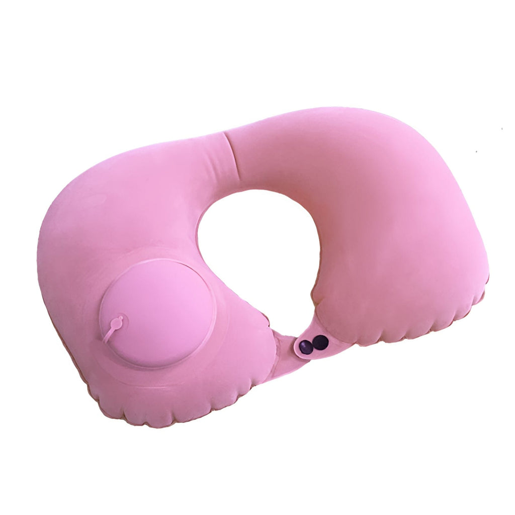 Pink Portable Press Inflatable Neck Pillow.