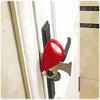 Red Portable Door Lock for travel in hotel door.