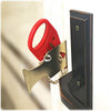 Red Portable Door Lock for travel in hotel door.