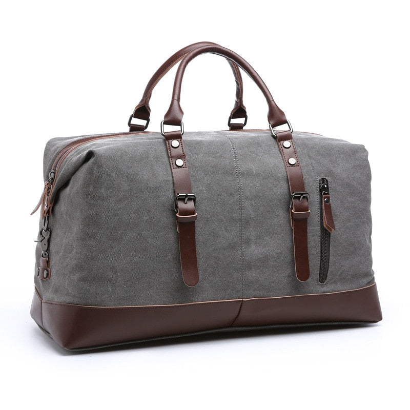 Canvas and leather duffle bag best sale