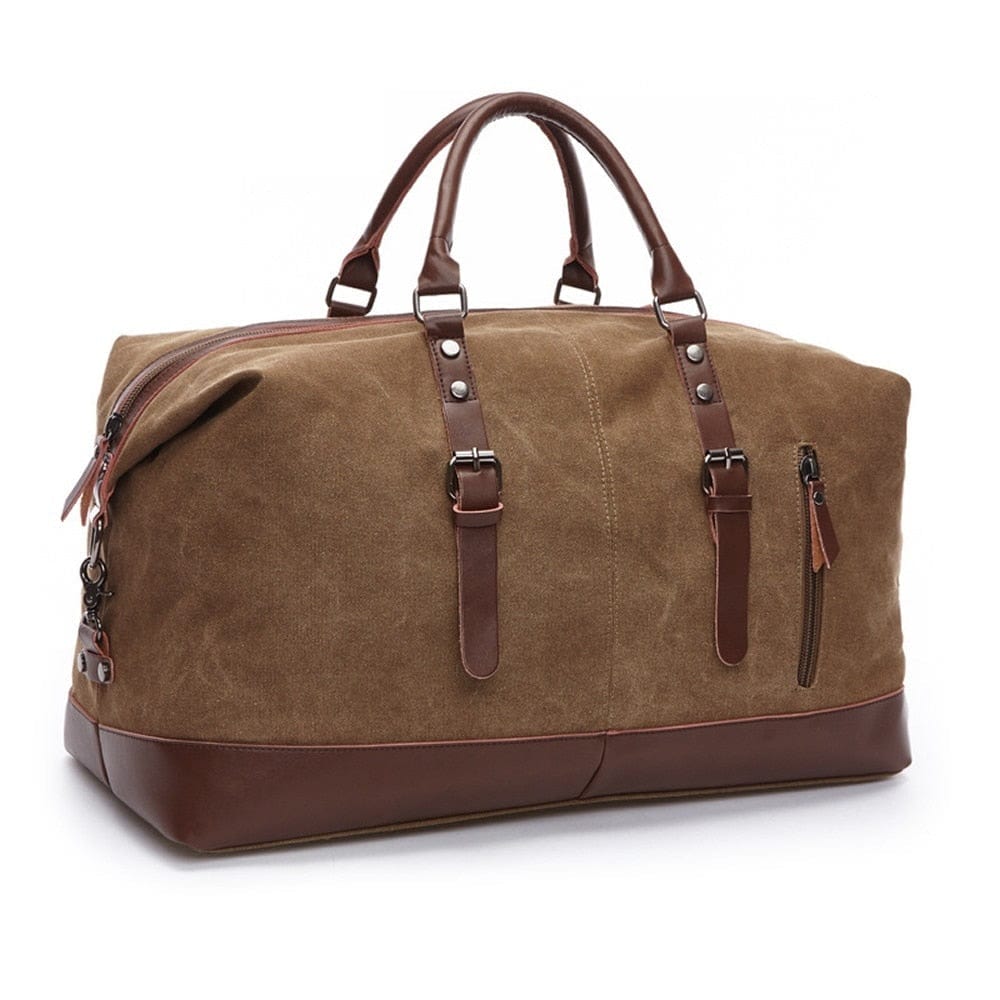 Water Resistant Canvas Faux Leather Travel Duffle Bag